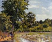 卡米耶 毕沙罗 : Old Woman with Ducks at Montfoucault